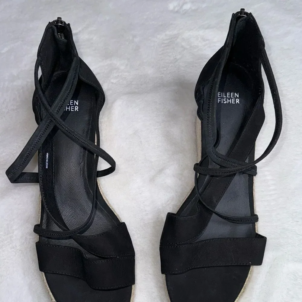Eileen Fisher Wanda Tumbled Nubuck Espadrille Size 11